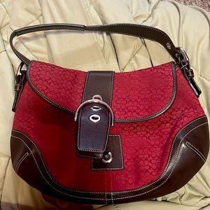 Real coach dark red and dark brown coach bag.